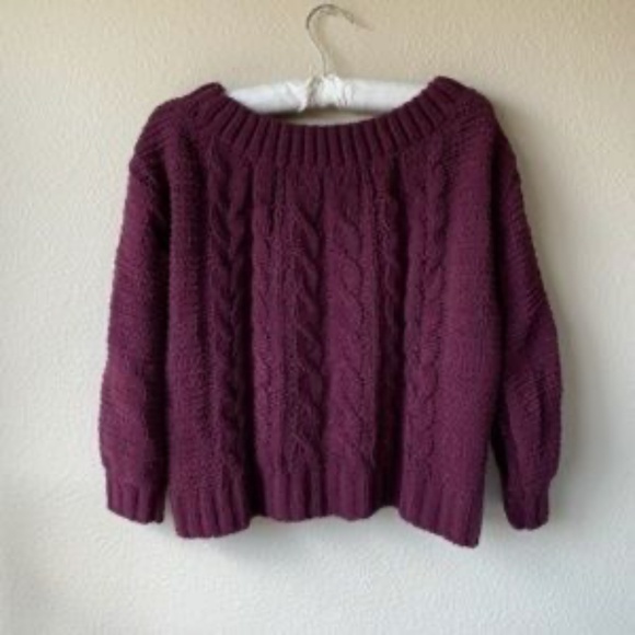American Eagle Maroon Chenille CrewNeck Sweater Size Small - Picture 4 of 4